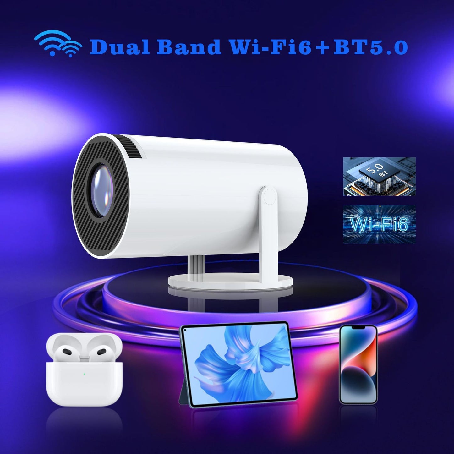 Vidéoprojecteur 4K Ultra HD Intelligent pour Maison, Bureau et Conférences