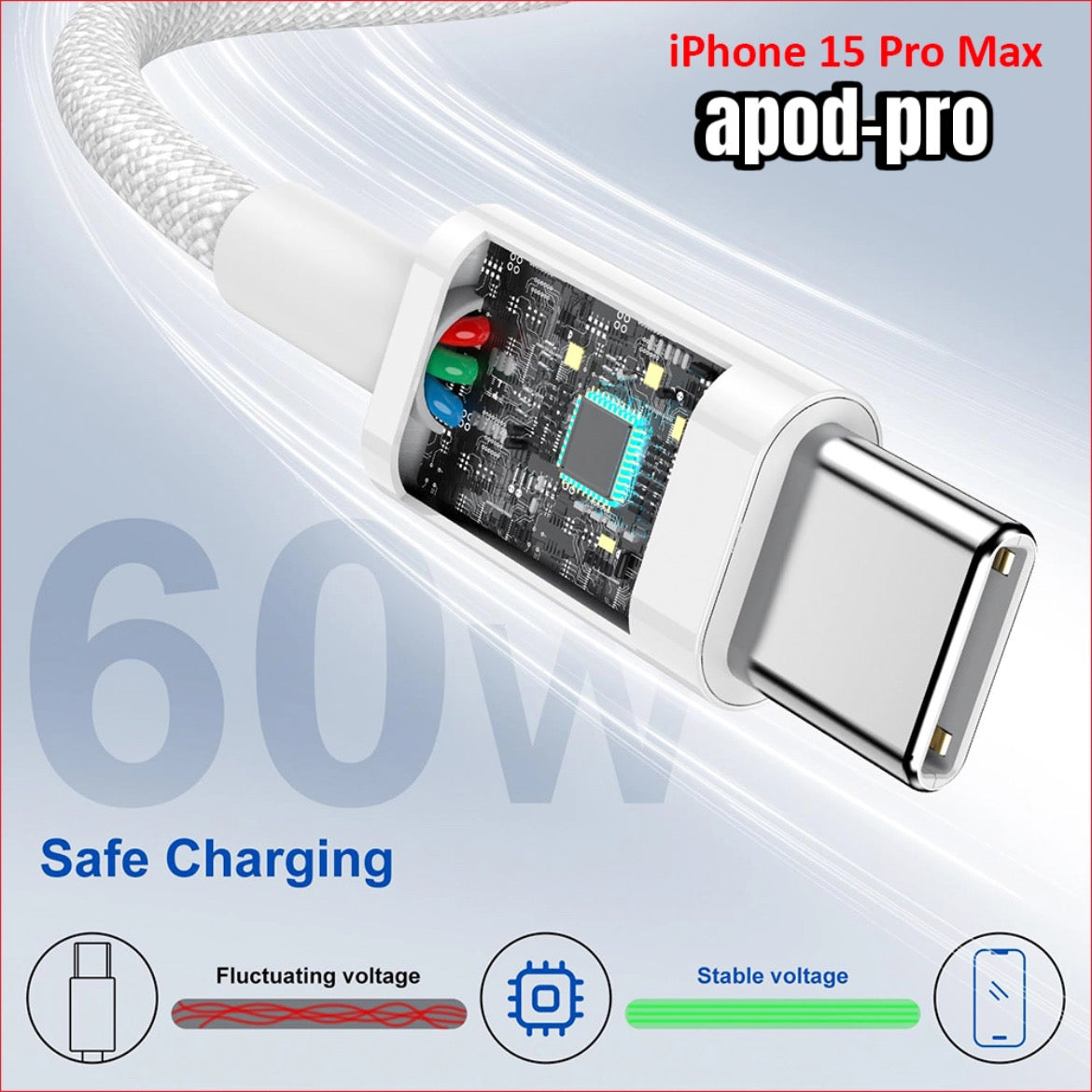Chargeur iPhone iPad 60 W 15 à 16 Pro Max Charge ultra rapide Sécurité