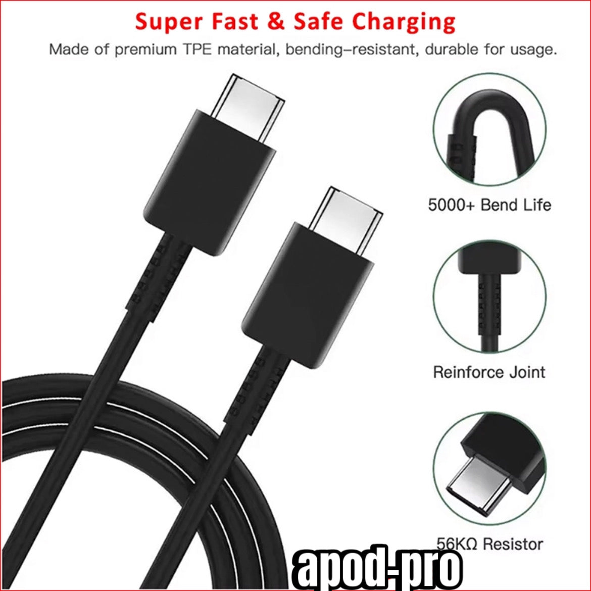 Chargeur Samsung 45 W pour tous les appareils Android, charge ultra rapide