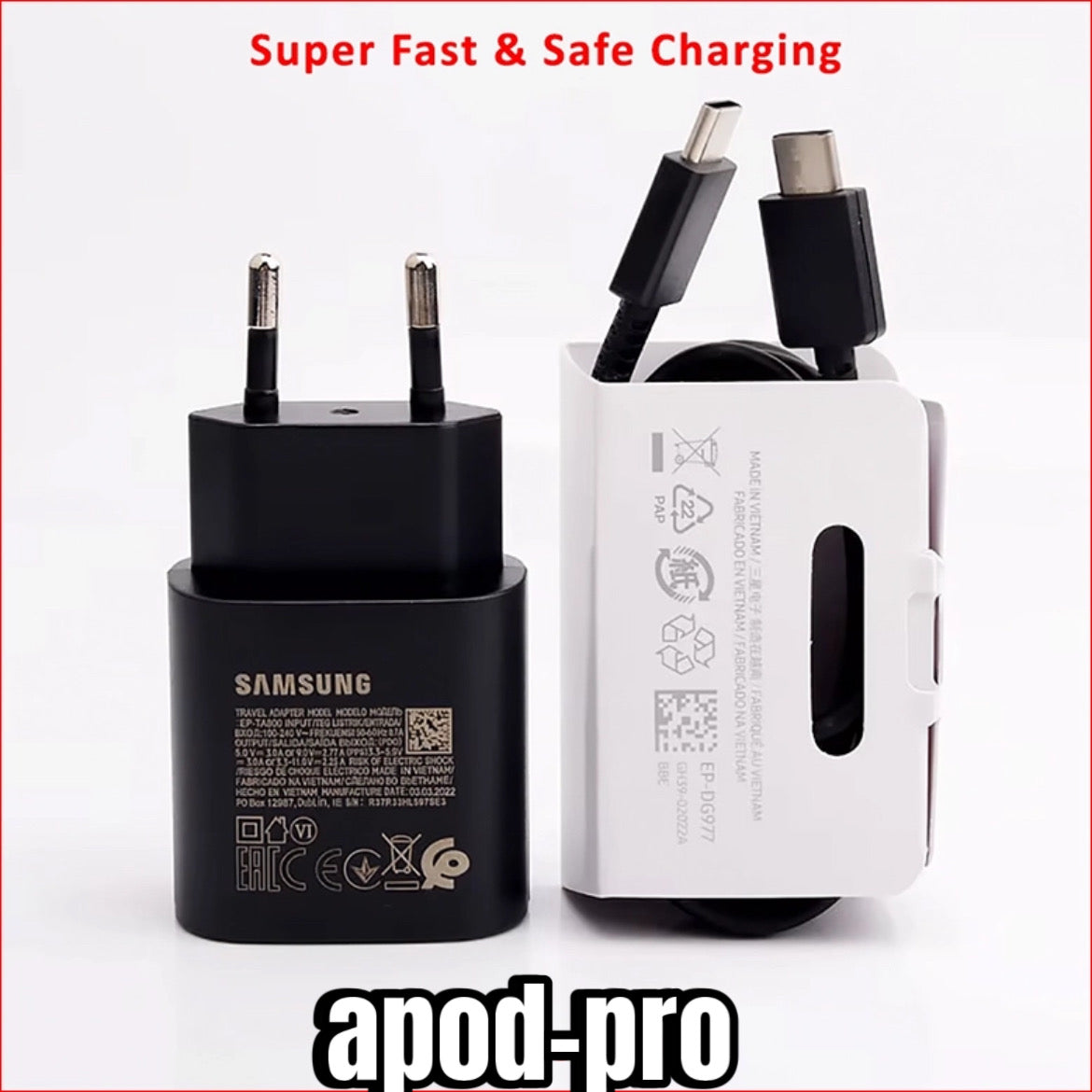 Chargeur Samsung 45 W pour tous les appareils Android, charge ultra rapide