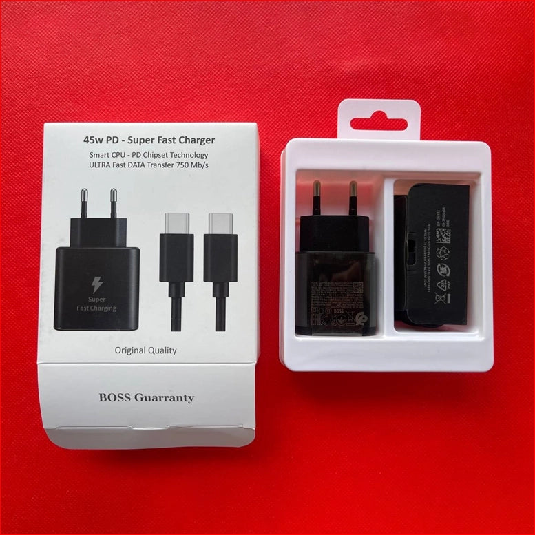 Chargeur Samsung 45 W pour tous les appareils Android, charge ultra rapide