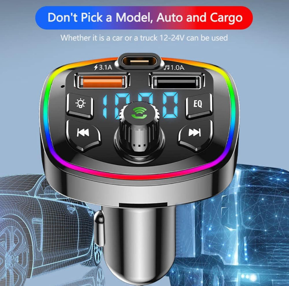 Transmetteur Radio Bluetooth Voiture – Charge Rapide & Musique Sans Fil FM 🎵