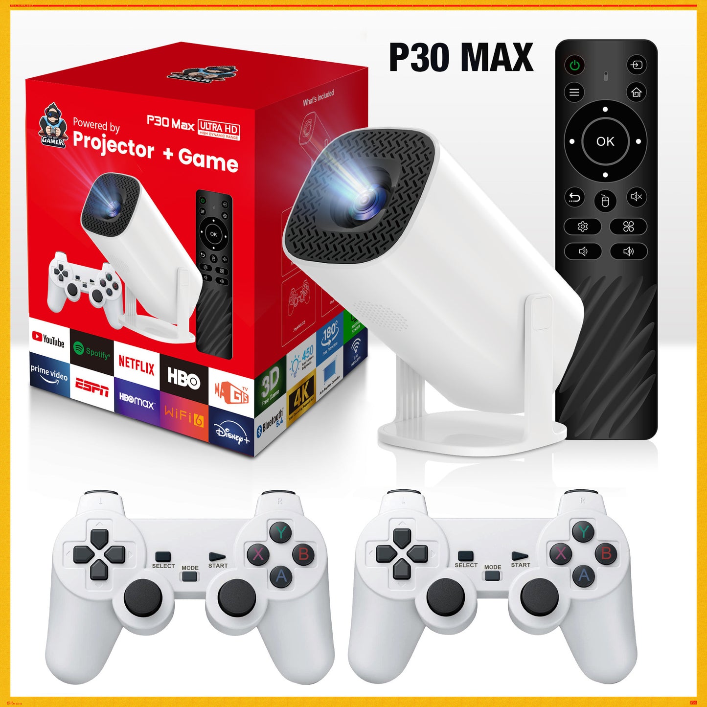 Vidéoprojecteur Portable HD Sans Fil – Haute Performance pour Jeux et Divertissement