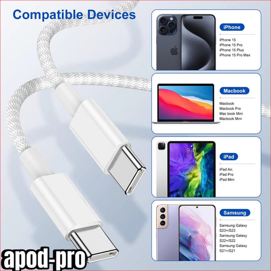 Cable Type C to 100w Pour iPhone 15 et 16 Pro Max