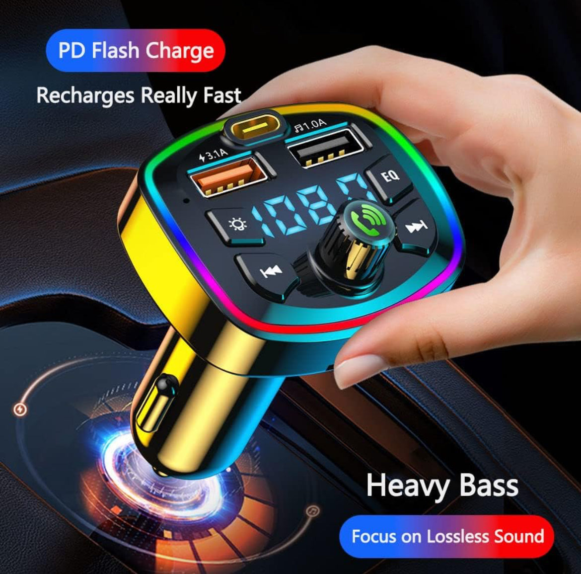 Transmetteur Radio Bluetooth Voiture – Charge Rapide & Musique Sans Fil FM 🎵